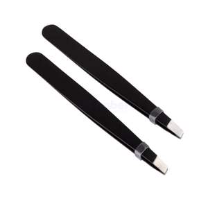 Ensemble de pinces à épiler de précision noires à pointe fine en acier inoxydable pour l'épilation des poils fins OEM ODM - Product Image 2