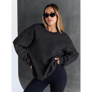 2025 tendance reine femmes sweats en soie confortable surdimensionné col rond hauts confortables automne hiver tenues en taille 4XL - Product Image 5