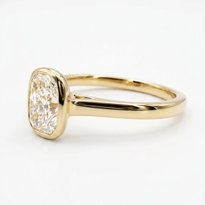 Cushion Cut Lab Grown <b>Diamond</b> Solitaire <b>Ring</b> in 18K Yellow Gold | 1.00 CT - Product Image 3