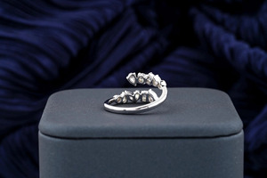 14K White Gold Mixed Cut Lab Grown Diamond Open Wrap <b>Ring</b> - Product Image 3