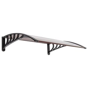 Tettoia Antipioggia 100 x 96 cm Marrone con Supporto Nero per Porte e Finestre, per Uso Domestico - Product Image 3