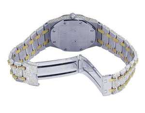 Montre de luxe à cadran bicolore or, mouvement japonais à quartz, diamants VVS et moissanite, cadran en verre, prix bas - Product Image 5