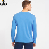 T-shirt à manches longues à col rond uni pour homme, tissu en toile de haute qualité, respirant, service OEM, vente en gros