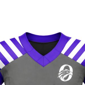 Maillot de football américain violet-gris à manches courtes – Tenue de sport professionnelle pour les entraînements et les performances d'équipe le jour du match - Product Image 3