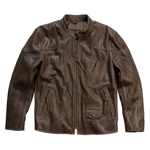 Vente directe d'usine, veste en cuir véritable pour homme, design vintage, loisirs en plein air, moto, cuir de vache véritable, imperméable, pas cher - Product Image 1