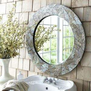 Miroir mural décoratif de style organique moderne, incrusté de coquillages blancs, taille personnalisée, fournisseur de miroirs ronds en nacre - Product Image 3