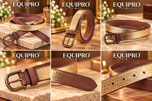 Ceinture décontractée réversible en cuir véritable Equipro, motif animalier craquelé or métallisé, fine et étroite, avec boucle ardillon en cuivre durable - Product Image 3
