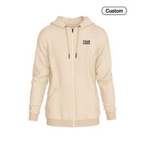 Personalized <b>Full</b>-<b>Zip</b> <b>Hoodie</b>-Solid Color Washed Fabric Printed Logo - Product Image 4