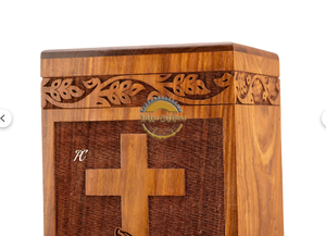 Ocean Inspired Resin & Natural Wood Cremation Urn Handmade Blue Wave Funeral Ashes <b>Box</b> by AYAANS - Product Image 4