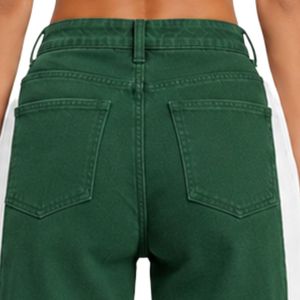 Custom Green <b>Women</b> Wide Leg <b>Jeans</b> High Waist Loose Fit Denim Pants Casual Streetwear Fashion Trousers Trendy Baggy Style Apparel - Product Image 6