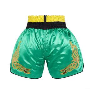 Shorts de boxe Muay Thai Gladiator sur mesure à vendre, shorts de boxe traditionnels en satin noir - Product Image 6