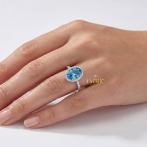 Anillo de compromiso y boda de oro de 14 quilates con diamante ovalado de laboratorio de claridad VS para mujer, estilo moderno - Product Image 3