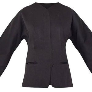 Blazer noir pour femme, coupe ajustée, couleur unie, style décontracté, idéal pour les tenues de sororité, fabrication OEM/ODM sur mesure, mode. - Product Image 5