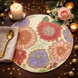 Decorative Handmade <b>Beaded</b> Embroidery <b>Placemats</b> Elegant Dining Table Accessories for Restaurant Hotel Home and Events - Product Image 4