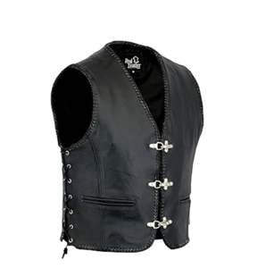 Gilet de mode pour motard en cuir véritable noir pour homme, du S au 3XL - Product Image 1
