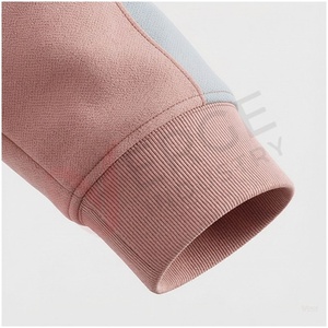 Ensemble de survêtement unisexe rose à blocs de couleur, manches longues, capuche, fermeture éclair sur le devant, poches latérales, tenue décontractée d'automne, coupe classique - Product Image 6