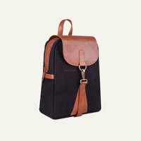 Mochila de cuero de lona de alta calidad unisex con logotipo personalizable Bolso de noche universitario pequeño Cierre de cremallera Marrón para chicas adolescentes