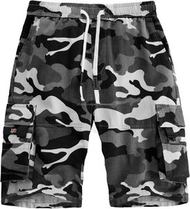 Shorts Bermuda pour Homme Imprimé Camouflage, Taille à Cordon, Décontracté en Coton avec Poches, Coupe Mi-Haute, Étiquettes Personnalisées - Product Image 3