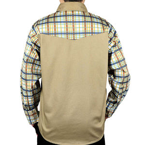 Camisa de sarga formal con estampado gráfico, corte ajustado, estilo vintage moderno, con botones, diseño de soldadura, estilo western - Product Image 5