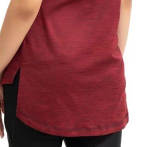 Camiseta de manga corta para mujer, color burdeos, cuello redondo, dobladillo curvo, corte informal y relajado, básica para el día a día, ligera, a la moda, para verano - Product Image 5