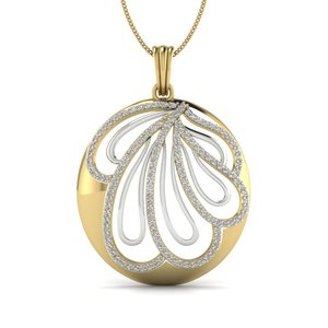Luxury Women's Yellow Gold Diamond Pendant With Round Brilliant Cut Natural Diamonds Everyday Wear Jewelry - Product Image 2