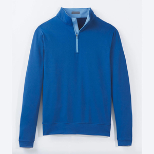 <b>Men's</b> Blue Quarter-Zip Fleece <b>Jacket</b> Breathable Casual Knitted Long Sleeve Solid Color Autumn Wear <b>cycling</b> outerwear - Product Image 1
