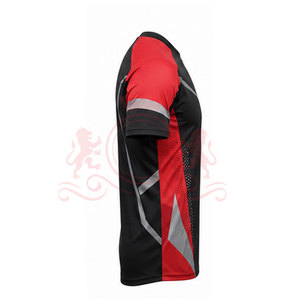 Camiseta de Fútbol para Hombre, Negra y Roja, Manga Corta, Cuello Redondo, Poliéster que Absorbe la Humedad, Ajuste Atlético, para Todas las Temporadas, Estampado Sublimado - Product Image 4