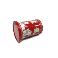 Boîte à musique ronde rouge en fer blanc, boîte cadeau en métal à manivelle, décoration de fête, conteneur à bonbons
