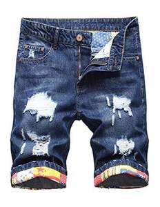 กางเกงขาสั้นผ้ายีนส์สำหรับผู้ชายสีดำแห้งเร็วกางเกงขาสั้นแนวสตรีทสำหรับผู้ชาย - Product Image 1