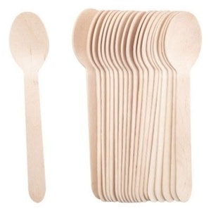 Premium Natural Birchwood Disposable <b>Spoons</b> 155mm Eco Friendly Cutlery for Catering Weddings Desserts & Events Pack of 50 Pieces - Product Image 1