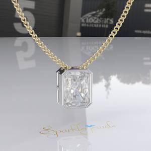 Radiant Cut Moissanite Pendant, Solid Gold Certified Radiant Lab Grown Diamond Pendant Necklace, Radiant Cut Diamond Pendant - Product Image 4