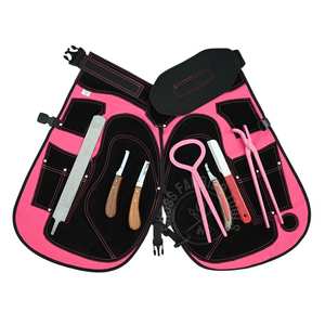 Kit d'outils professionnels pour fermeur de chevaux avec tablier de sécurité, testeur de sabots, pince à sabots courbée, couteau double face, lame étroite, petite boucle et râpe à sabots - Product Image 1