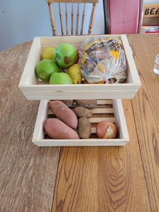 Wholesale Wood 2-Tier Fruit <b>Basket</b> Bowl for Kitchen Countertop <b>Vegetable</b> Storage <b>Stand</b> Large Bamboo Fruit <b>Basket</b> - Product Image 5