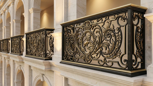 Rampe de balcon décorative en fer forgé noir et alliage d'aluminium, résistante à la rouille, pour bricolage, main courante d'escalier, balustrade de terrasse pour villa extérieure - Product Image 6