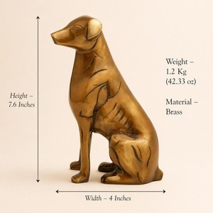 Shubham 7-Inch Tall 1.2 kg Ferocious Brass <b>Dog</b> Sculpture Polished with Premium Technique for Home Decor - Product Image 3