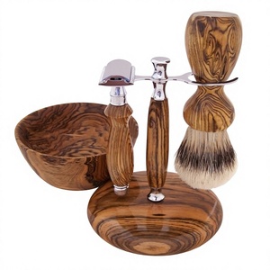 Wooden Shaving Set For Men <b>Smooth</b> foaming <b>brush</b> and Safety Razor with free shaving blades - Product Image 4