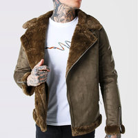 Veste en cuir pour homme 2026 de haute qualité et durable, idéale pour l'hiver, avec col montant, motif dessin animé, imperméable, réversible, en fausse fourrure de mouton