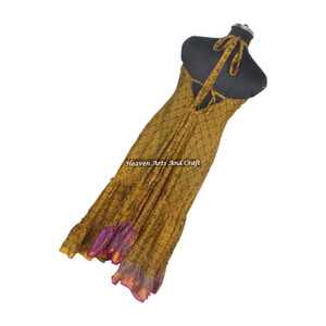 Nuevo Vestido Elegante Bohemio Vintage de Tela de Sari de Seda con Estampado a Color, Top Ventas, Vestido Largo Informal para Mujer, para Fiestas y Eventos Nocturnos, para Adultos - Product Image 4