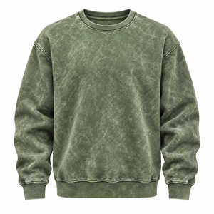 Sweat-shirts pour hommes en coton 100% 380 g/m², coupe oversize à épaules tombantes, col rond, couleur unie, épais, avec appliqué hivernal - Product Image 2