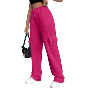 Pantalones de chándal de algodón de cintura media para mujer, de felpa francesa gruesa, con estampado, cintura elástica, ajustados, para invierno, hasta la rodilla - Product Image 1