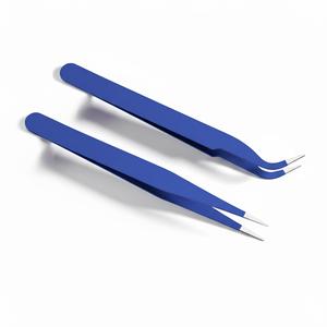 Pinces à épiler professionnelles bleu roi à pointe en fibre pour extensions de cils, microfibres pointues, avec marque privée - Product Image 1