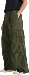 Pantalon cargo vert olive pour homme, taille élastique avec cordon de serrage, plusieurs poches, coupe décontractée ample, en toile mi-lourde, idéal pour l'automne - Product Image 4