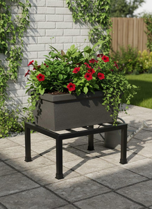 Support de plantes carré moderne en métal avec plateforme à lattes rectangulaire, support surélevé pour pots de fleurs pour plantes d'intérieur, balcon, jardin - Product Image 4