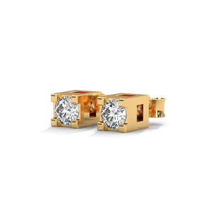 ต่างหูเพชรทรงสี่เหลี่ยมทองคำ 18k - Product Image 2