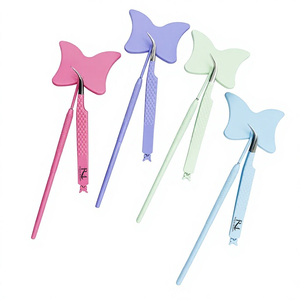 Miroir pour extensions de cils en forme de papillon, 4 couleurs différentes avec revêtement en poudre, et pince à extensions de cils à pointe courbée assortie - Product Image 4