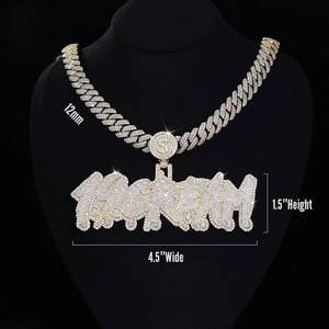 Collar con Colgante de Letra Inicial Personalizado de Plata 925 con Diamantes VVS y Moissanita, Estilo Hip Hop Iced Out para Hombre - Product Image 2