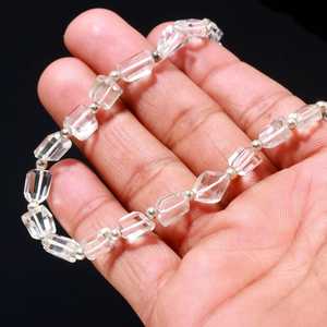Collar de Cuentas de Cuarzo Cristalino Natural Facetado, Joyería de Cuarzo Cristalino Hecha a Mano, Elegante Collar de Piedra de Nacimiento de Abril - Product Image 1