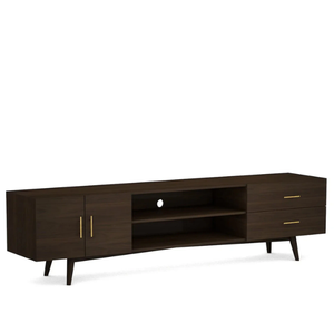 Mueble de TV Moderno de Madera de Teca Sólida para Comedor, Consola Multimedia Minimalista de Madera, Mueble Bajo de Entretenimiento Estilo Escandinavo - Product Image 1