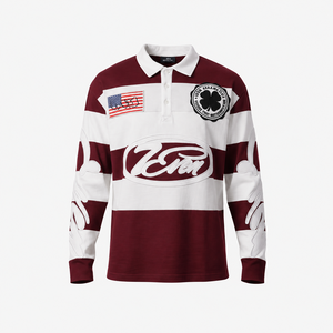 High Quality Streetwear <b>Men's</b> Solid Breathable Cotton Oversized Custom Embroidered <b>Long</b> <b>Sleeve</b> Rugby Design for <b>Shirts</b> - Product Image 3