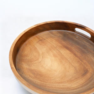 Plateau de rangement rond en bois d'acacia Kalea, léger et poli, pour la décoration de la maison - Product Image 4